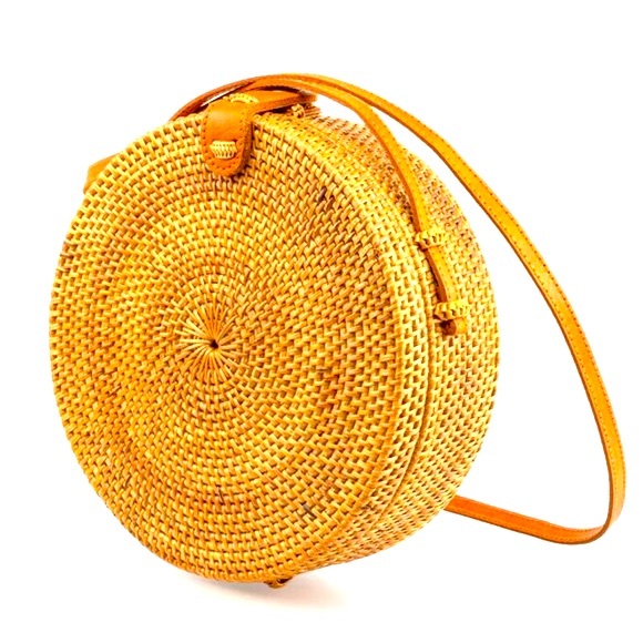 🆕 New Handwoven Balinese Rattan Round Bag - Picture 2 of 5